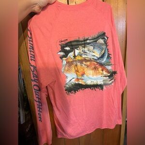 Orange Fishing Graphic Long Sleeve Shirt